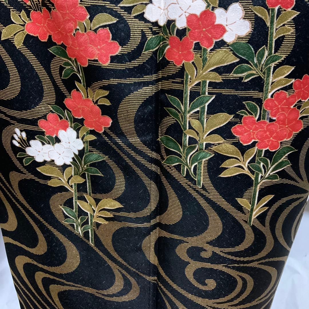 振袖】鈴屋スーパー鈴ガード加工 赤黒染め分け 蝶と花紋様 正絹 成人式