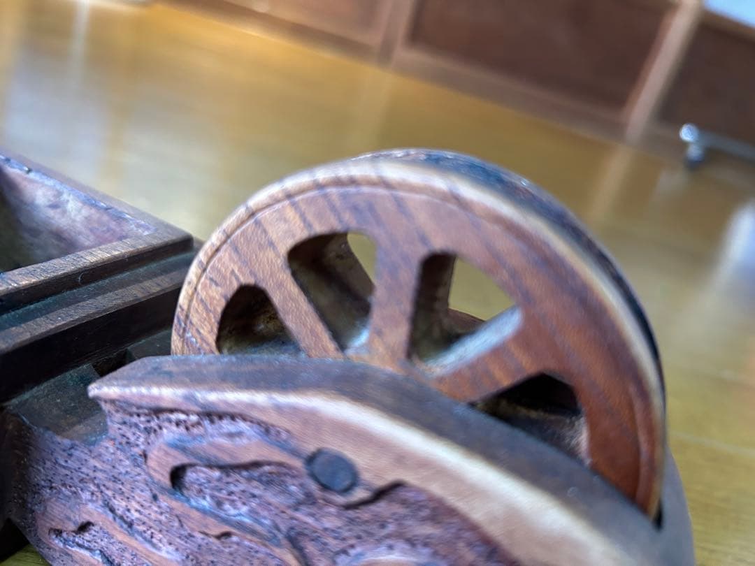 墨壺 大工道具 アンティーク 木製小物入れ 雲模様 レトロ インテリア