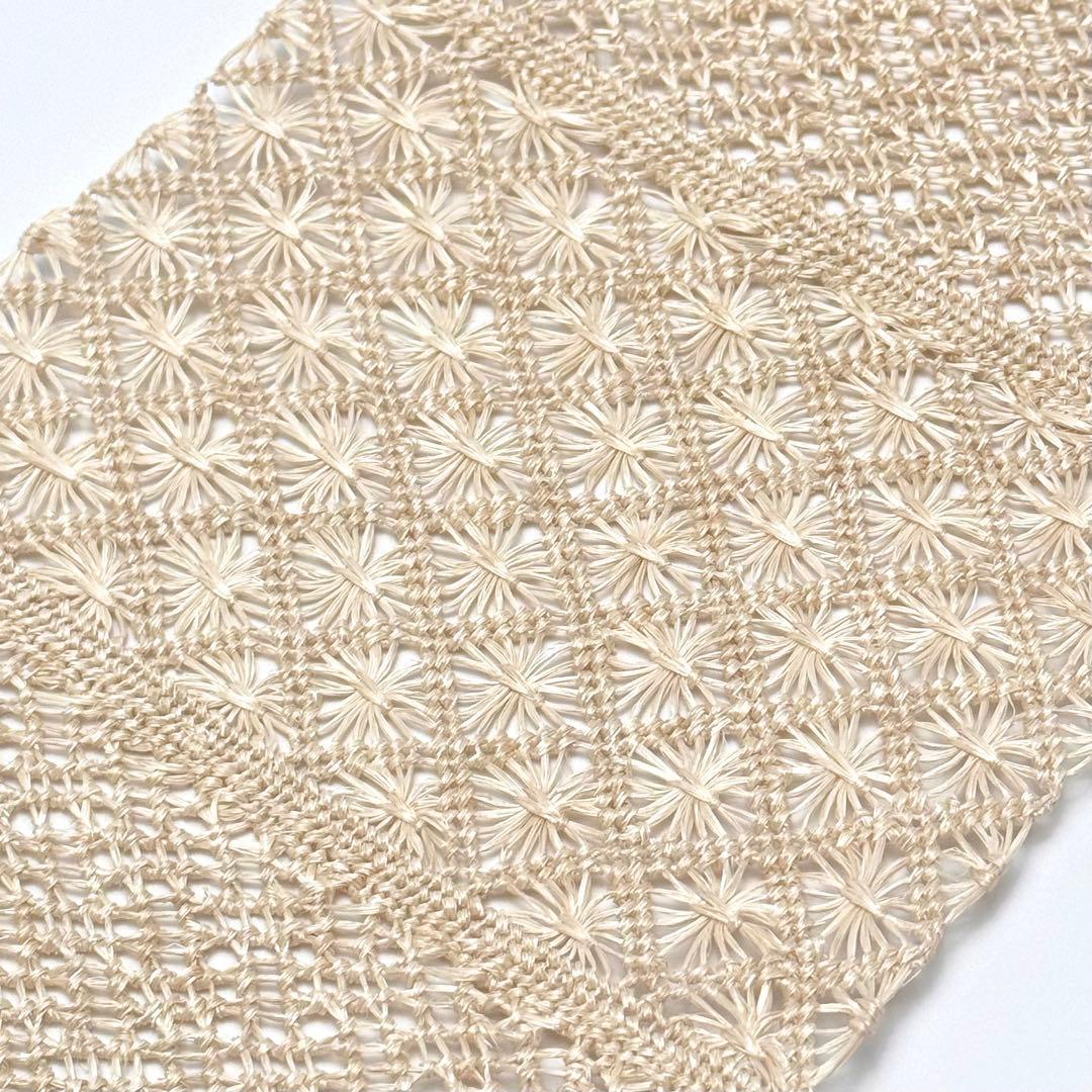 アバカ　半幅帯　M+abaca 網代に花繋ぎ　夏単衣　6542