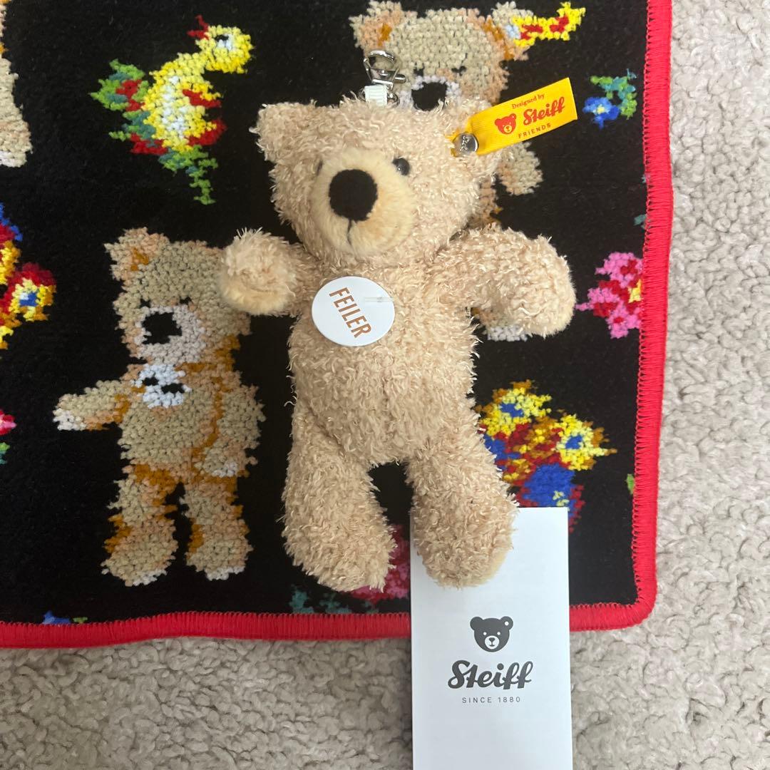 フェイラー✖️シュタイフ コラボ ハンカチ&テディベアチャームセット