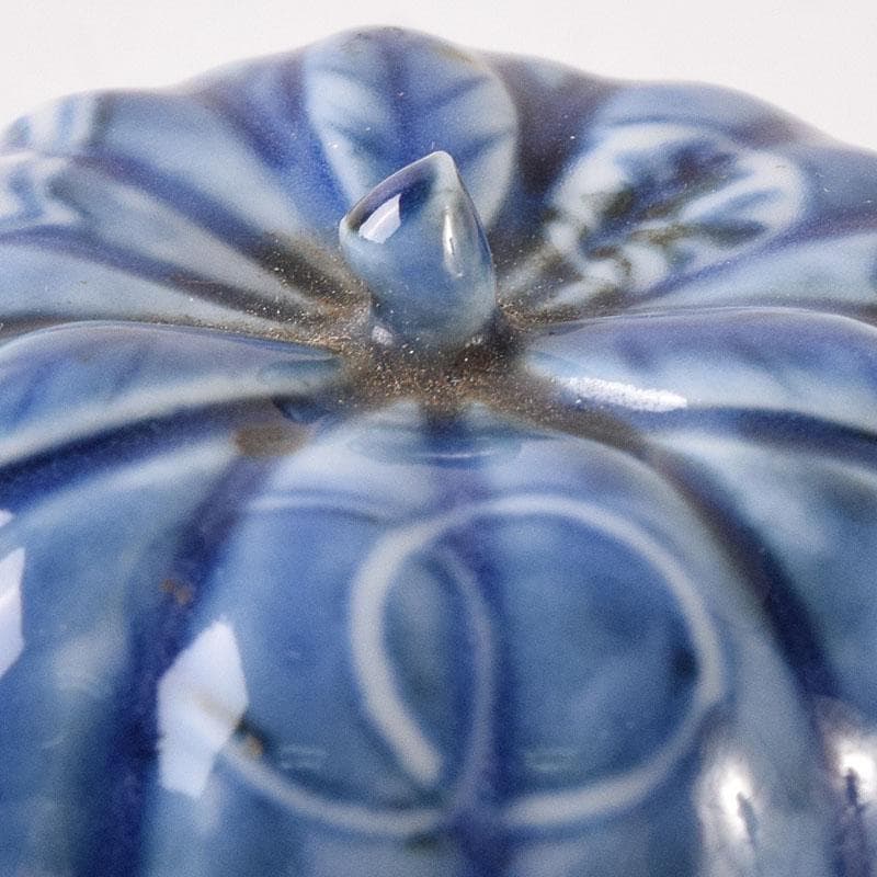 茶道具　平安　三浦竹泉造　染付　山水人物文　蜜柑香合　共箱　V　R8188