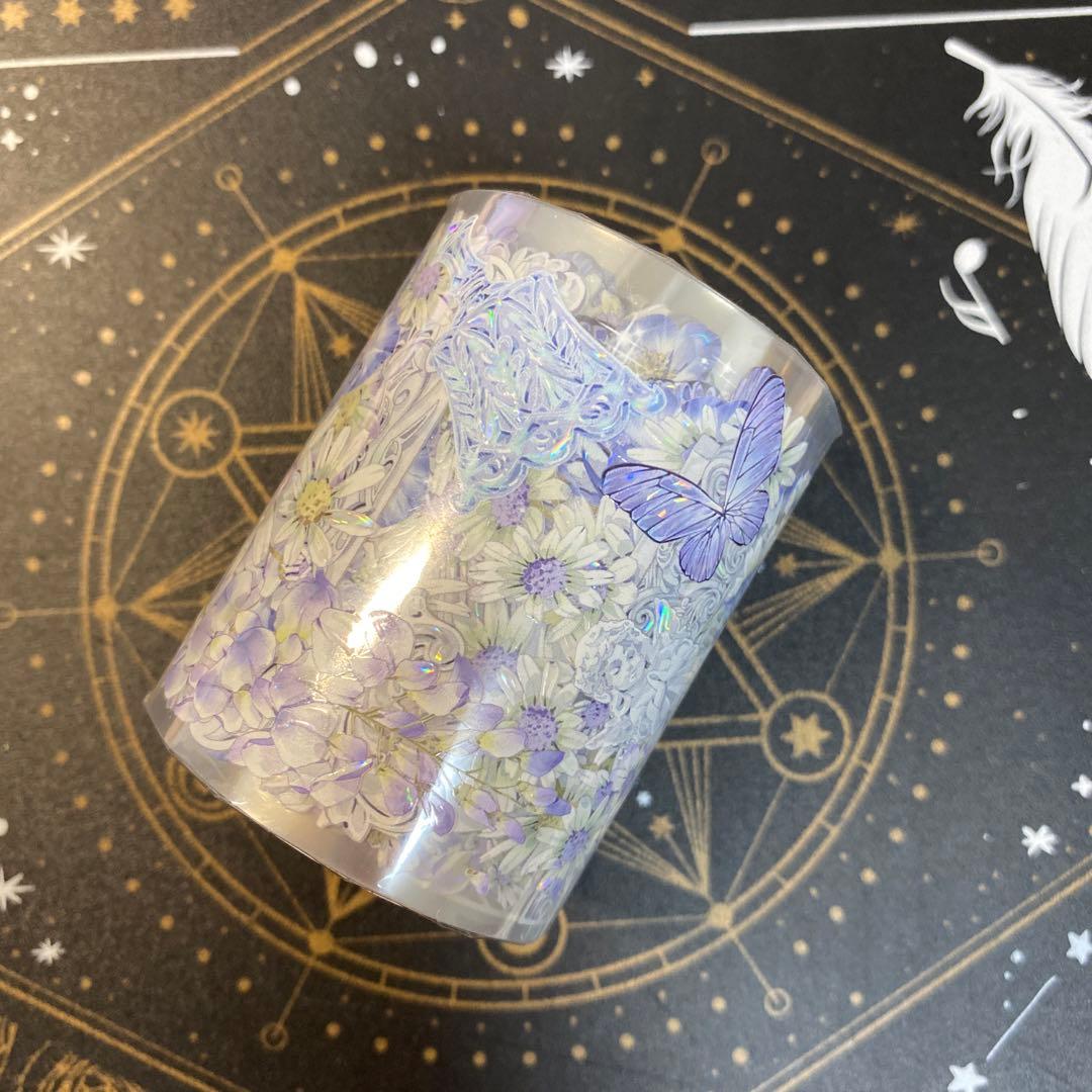 7656】海外マステ3/5/10m巻売り貝殻銀マスキングテープお花文字