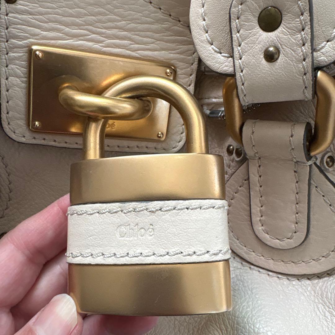 Chloe クリーム色 レザー ハンドバッグ