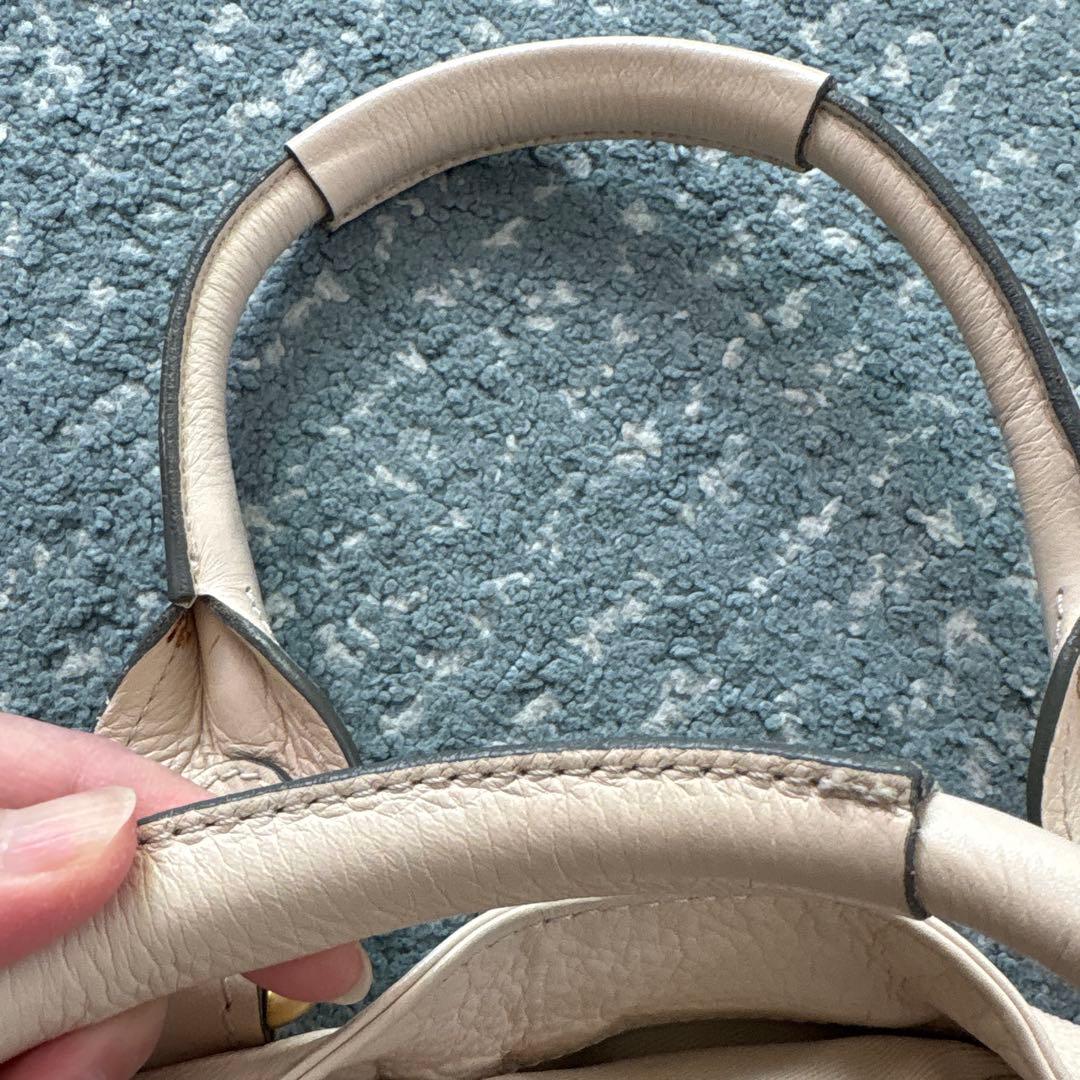 Chloe クリーム色 レザー ハンドバッグ