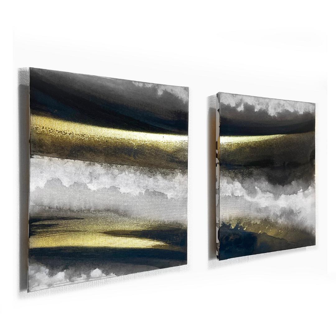 黒金の抽象画3枚組｜F3 キャンバス　現代アート　アートパネル　壁掛け　絵画