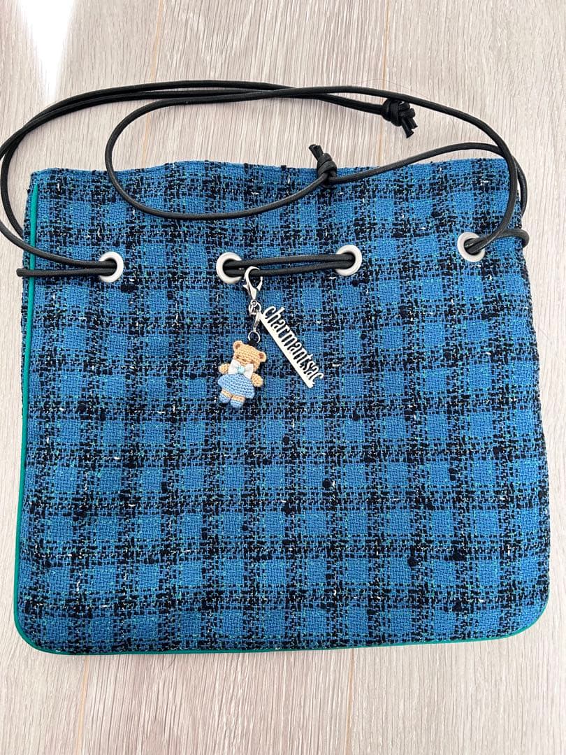 familiarシャルマントサック　巾着バッグブルー