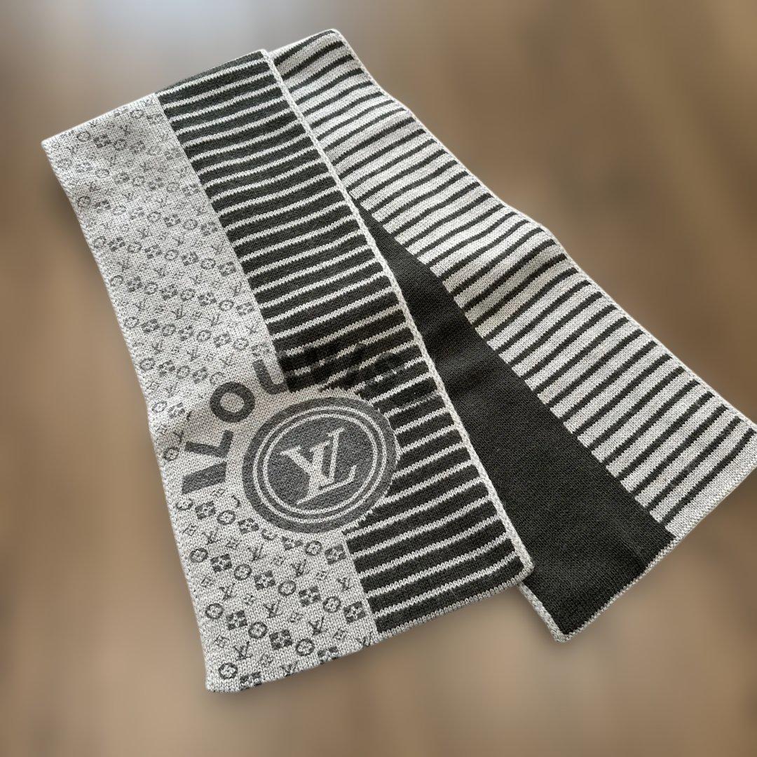 ルイヴィトン　マフラー　ストール　ニット　ブラック×グレー　防寒 楽天市場】【アパレル】LOUIS VUITTON ルイ ヴィトン ダミエグラ