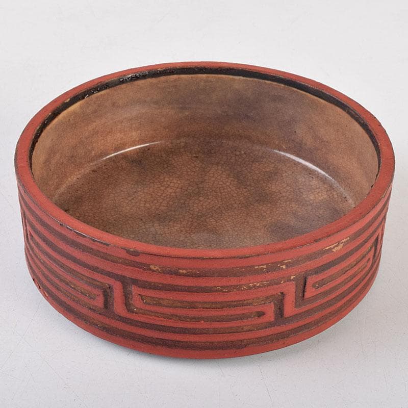 古清水薩摩焼　陶堆朱　山水文　重箱　二段重箱　拝領時代箱　C　R9138