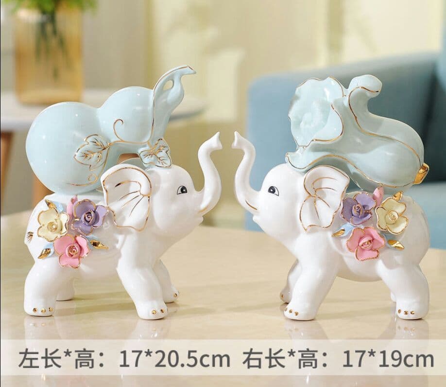 象の陶磁器の置物、家庭の装飾品を創造します
