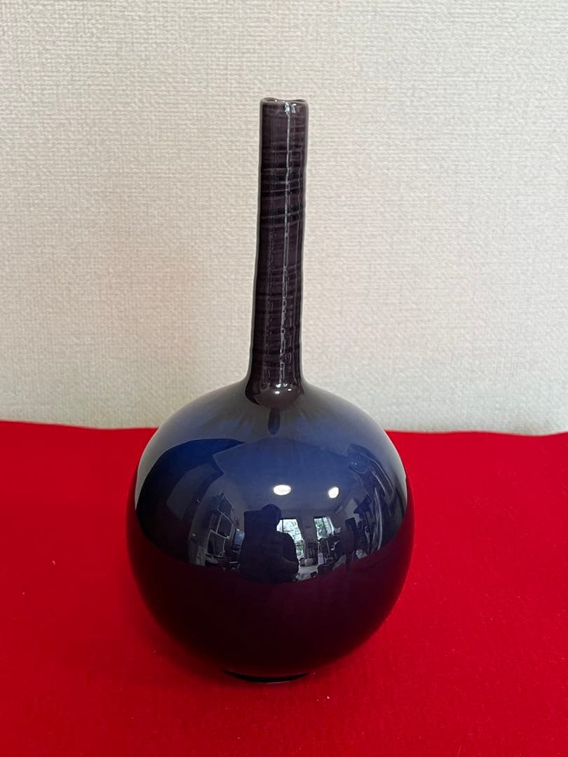 人間国宝  三代 徳田八十吉（正彦銘）  鶴首 花入 管理T199