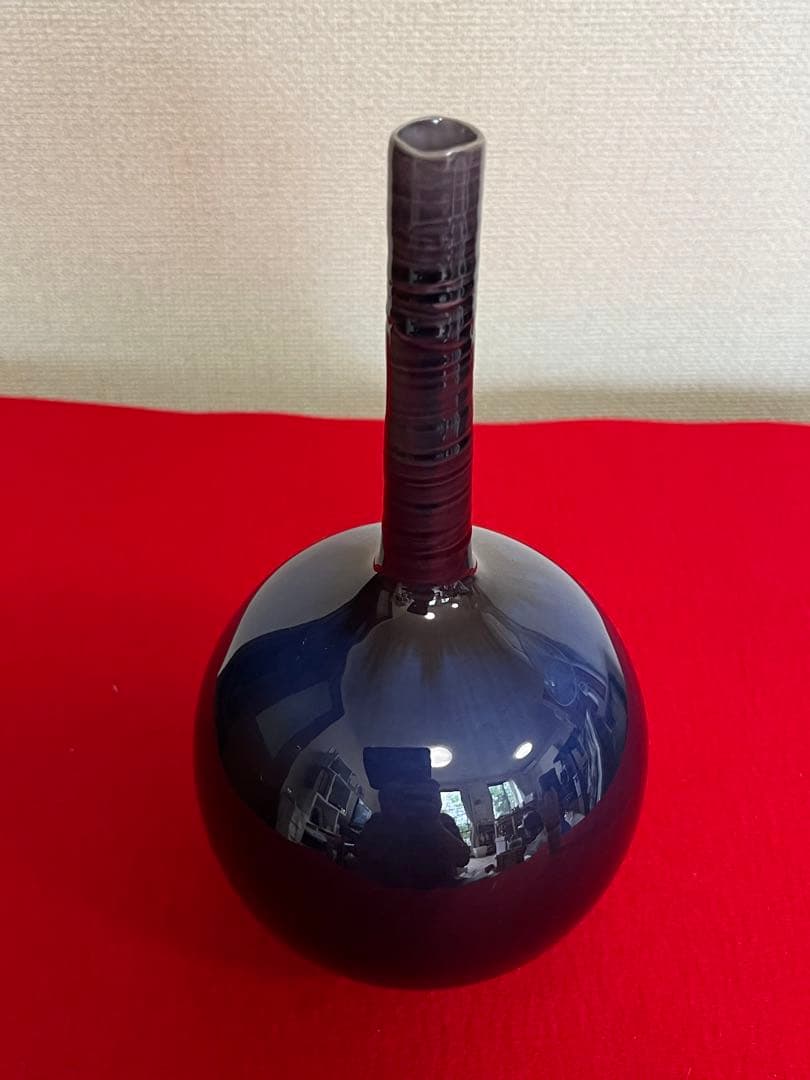 人間国宝  三代 徳田八十吉（正彦銘）  鶴首 花入 管理T199