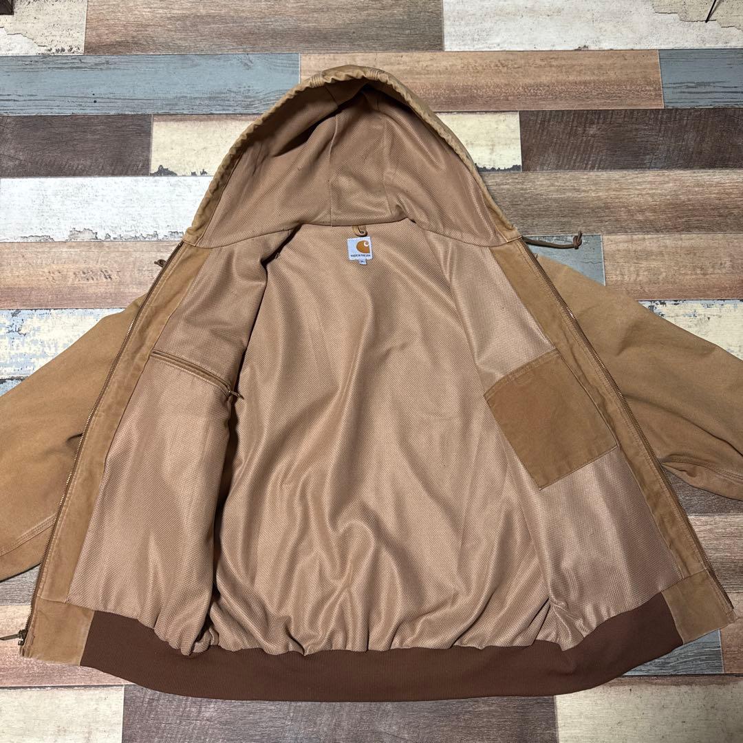 美品Carhartt カーハートXLダックジャケットフード付きブラウン