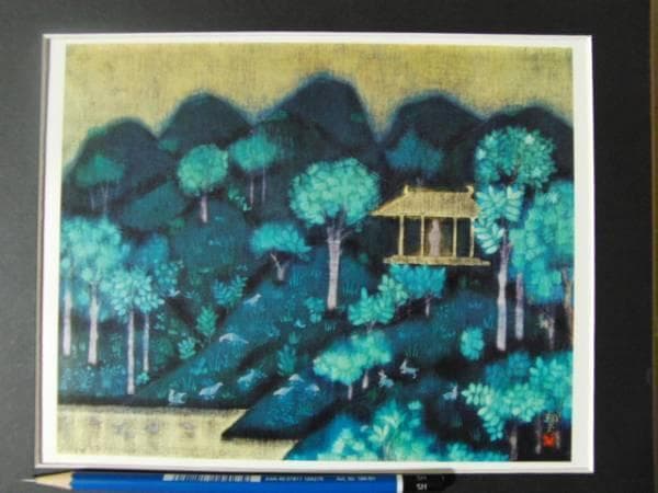 平山郁夫、楽堂、高級画版・限定、落款・版上サイン入、新品額装付