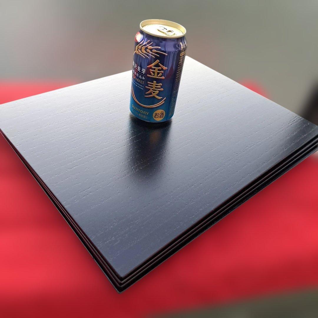 【たち吉　黒塗　折敷×4客】天然木製　尺3サイズ　未使用/長期保管品