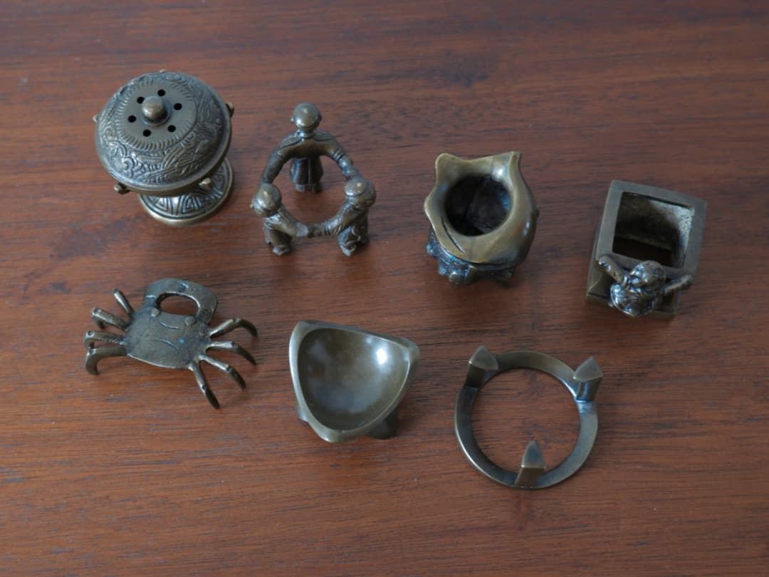 金谷浄雲作 唐銅 七種蓋置 銅製 金属工芸 茶道具 共箱