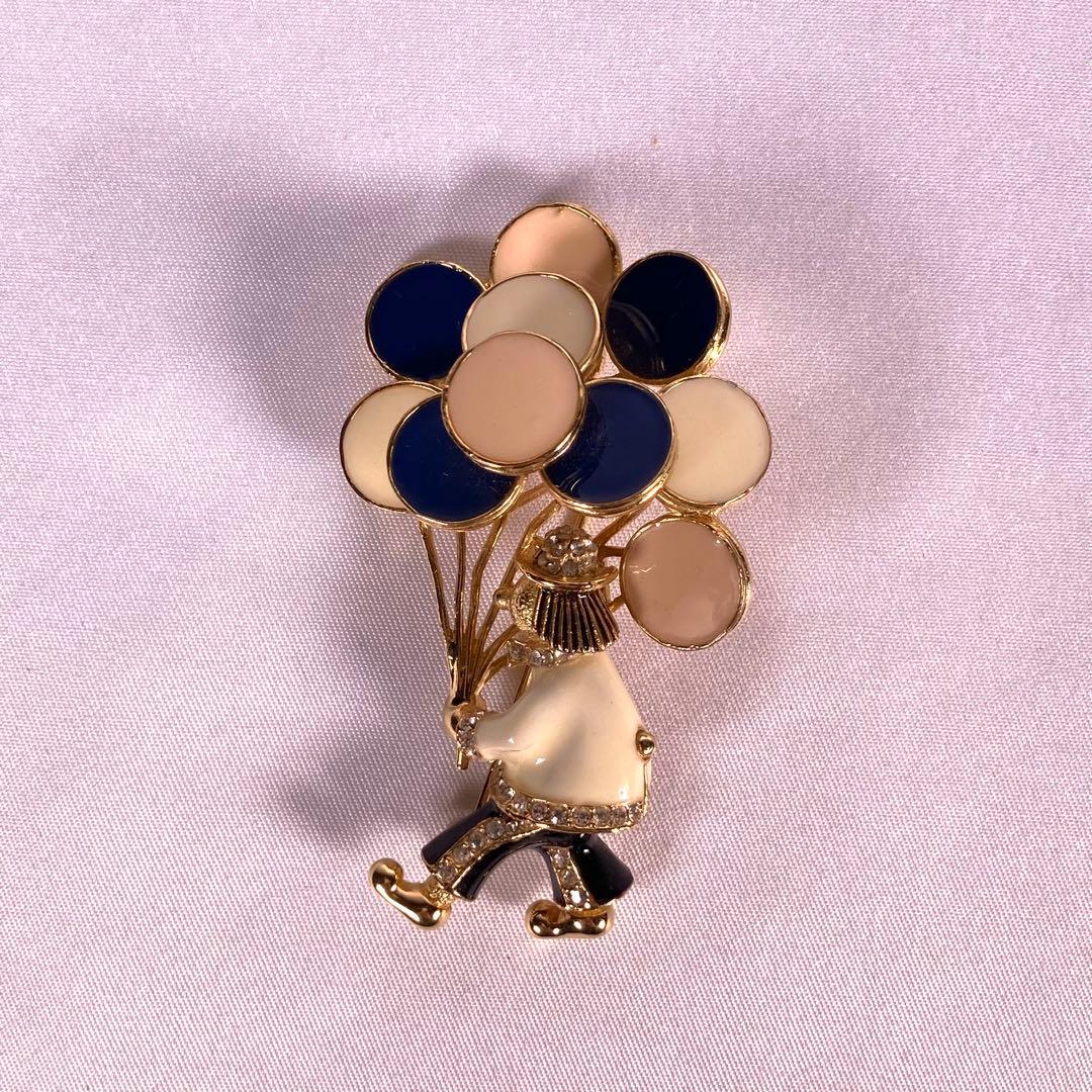 希少 CINER サイナー ヴィンテージ 風船 ブローチ ネイビー ピンク