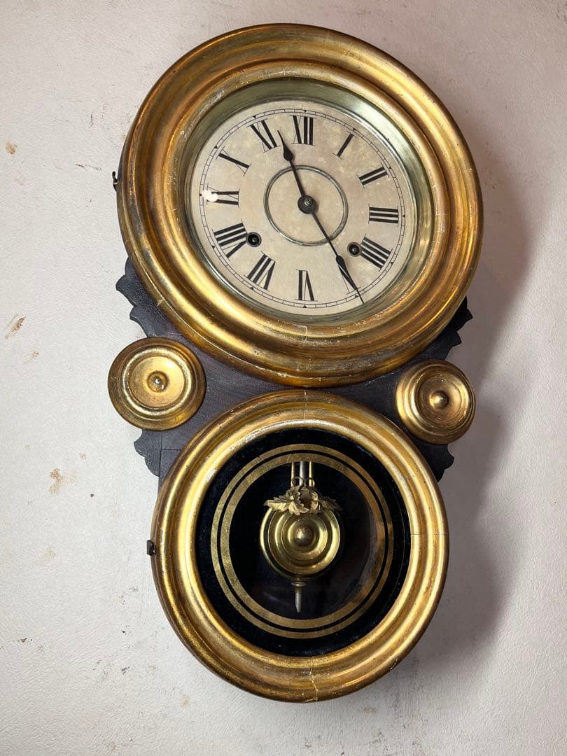 程度良！半打有！イングラハム 金ダルマ　柱時計　古時計　振り子　レトロ　精工舎