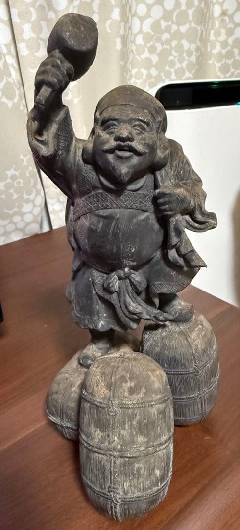 七福神 大黒天像 三俵 唐銅？材質不明 和風 置物 招福 縁起物 骨董 工芸 七福神 大黒天像 三俵 唐銅？材質不明 和風 置物 招福 縁起物 骨董 工芸
