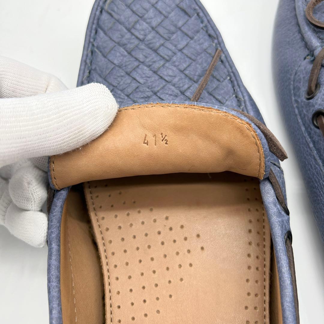 【美品】ボッテガ ヴェネタ モカシン 青 レザー イントレチャート 41.5