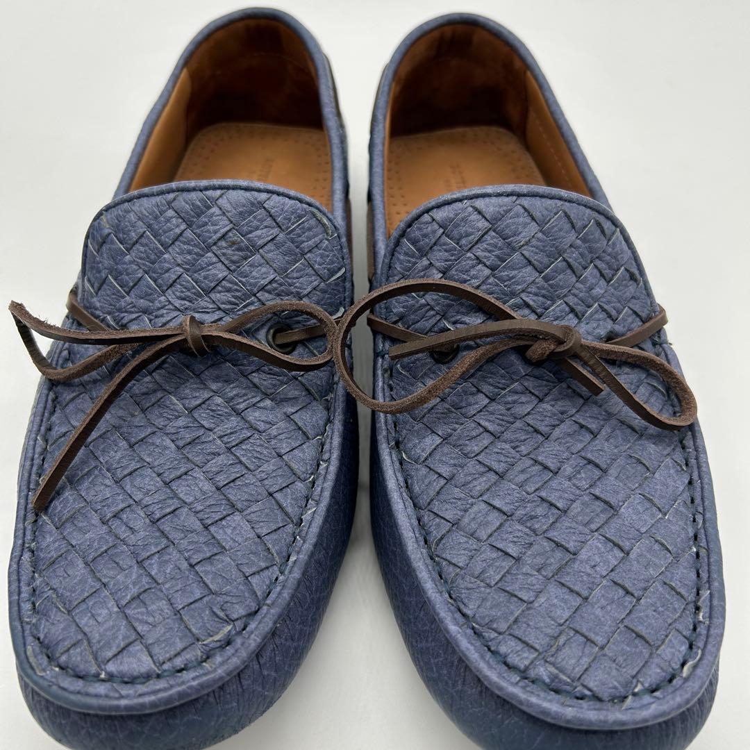 【美品】ボッテガ ヴェネタ モカシン 青 レザー イントレチャート 41.5