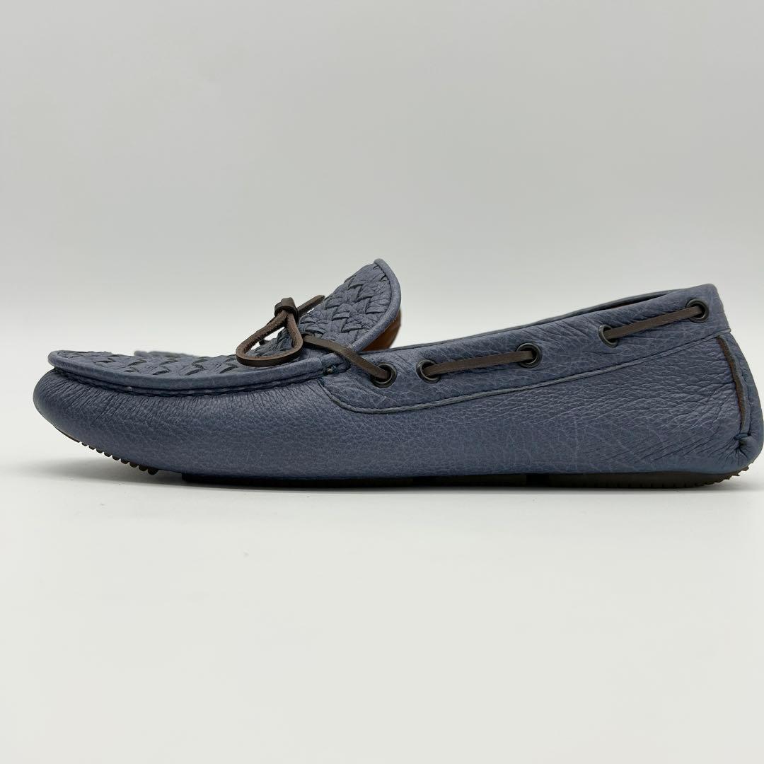 【美品】ボッテガ ヴェネタ モカシン 青 レザー イントレチャート 41.5