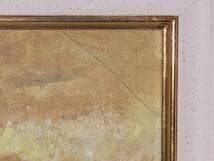 【真作】絵画　金野新一　油彩3号　街道風景　古い町並みの風景　Y191