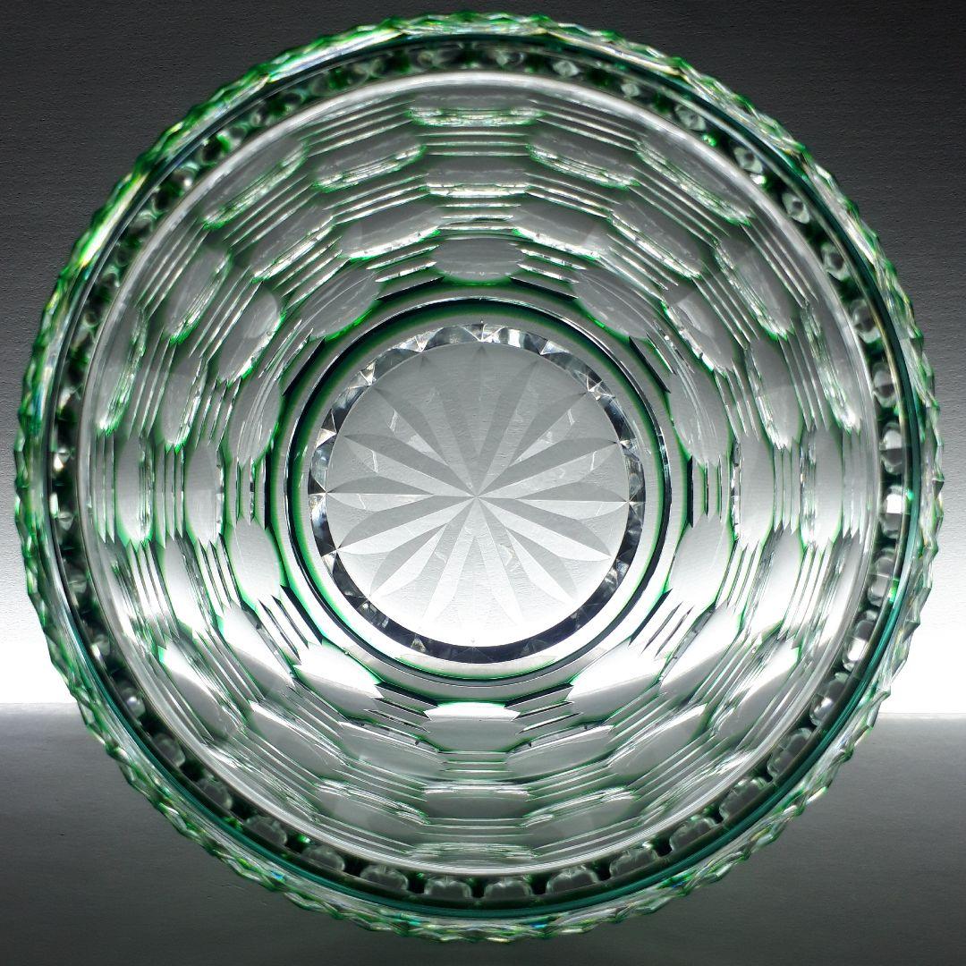 薩摩切子　松浦正行 大型作品　緑被切子　　″ 水指 ″【人気作家 入手困難作品】