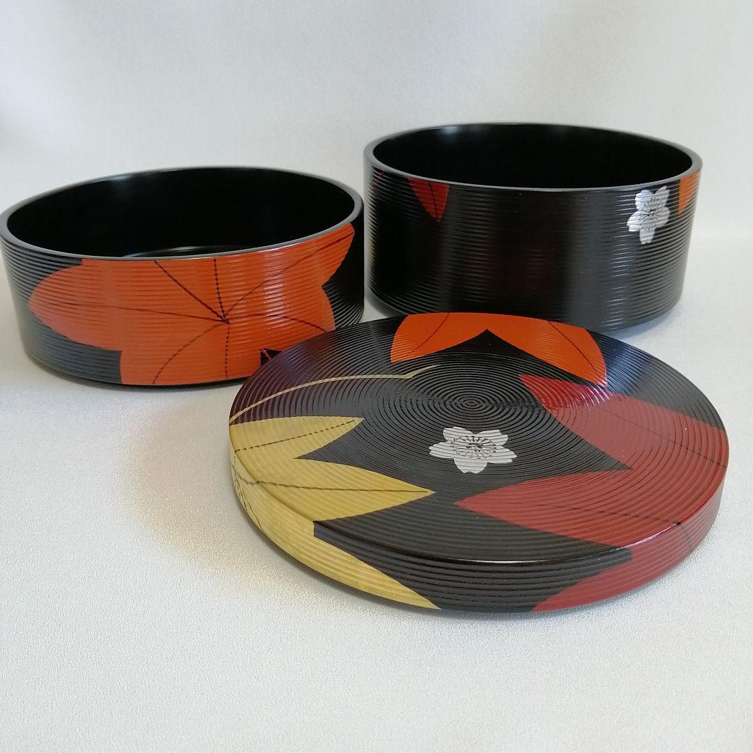 未使用 平安象彦 錦曇 木製 二段重箱 茶道具 和菓子 花見