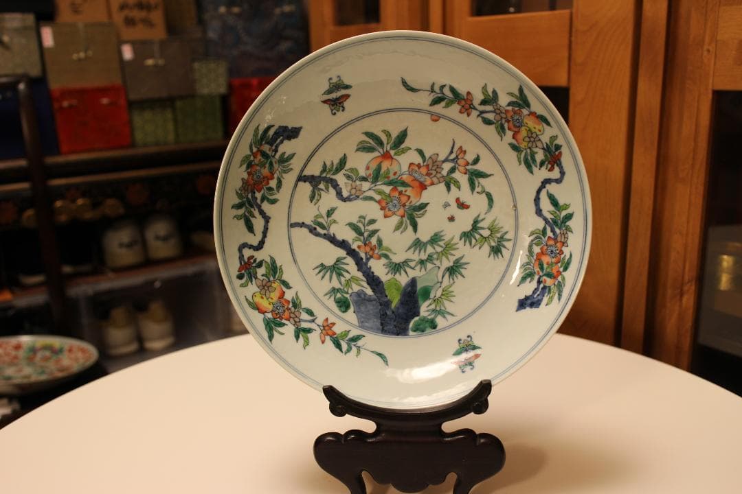 「大清雍正年製」色絵花卉文皿 （京文検） 煎茶道具、茶碗、飾り皿 粉彩梅竹図皿〈雍正年製／〉 文化遺産オンライン