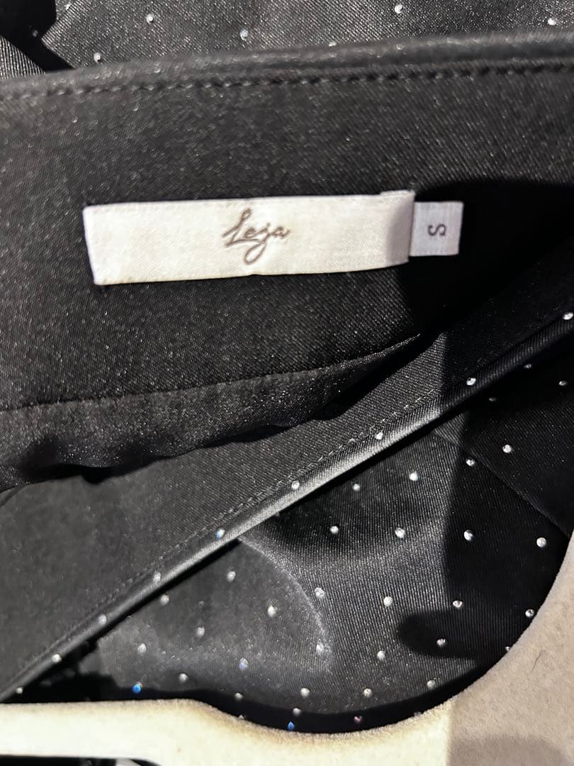 Leja 2WAY花柄リボンドットストーンブラックドレス