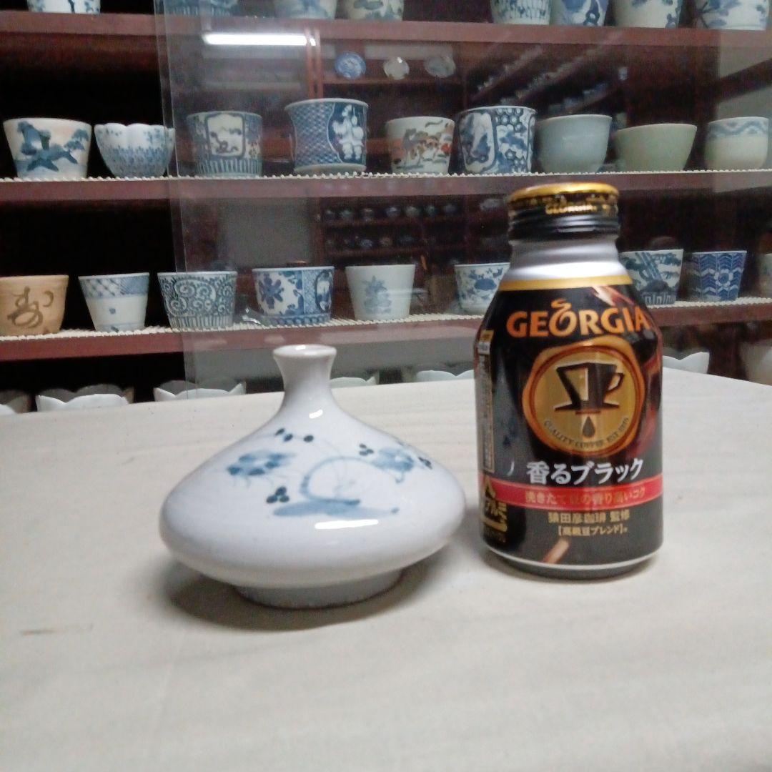 古伊万里 染付 草花文 油壺 江戸中期 完品