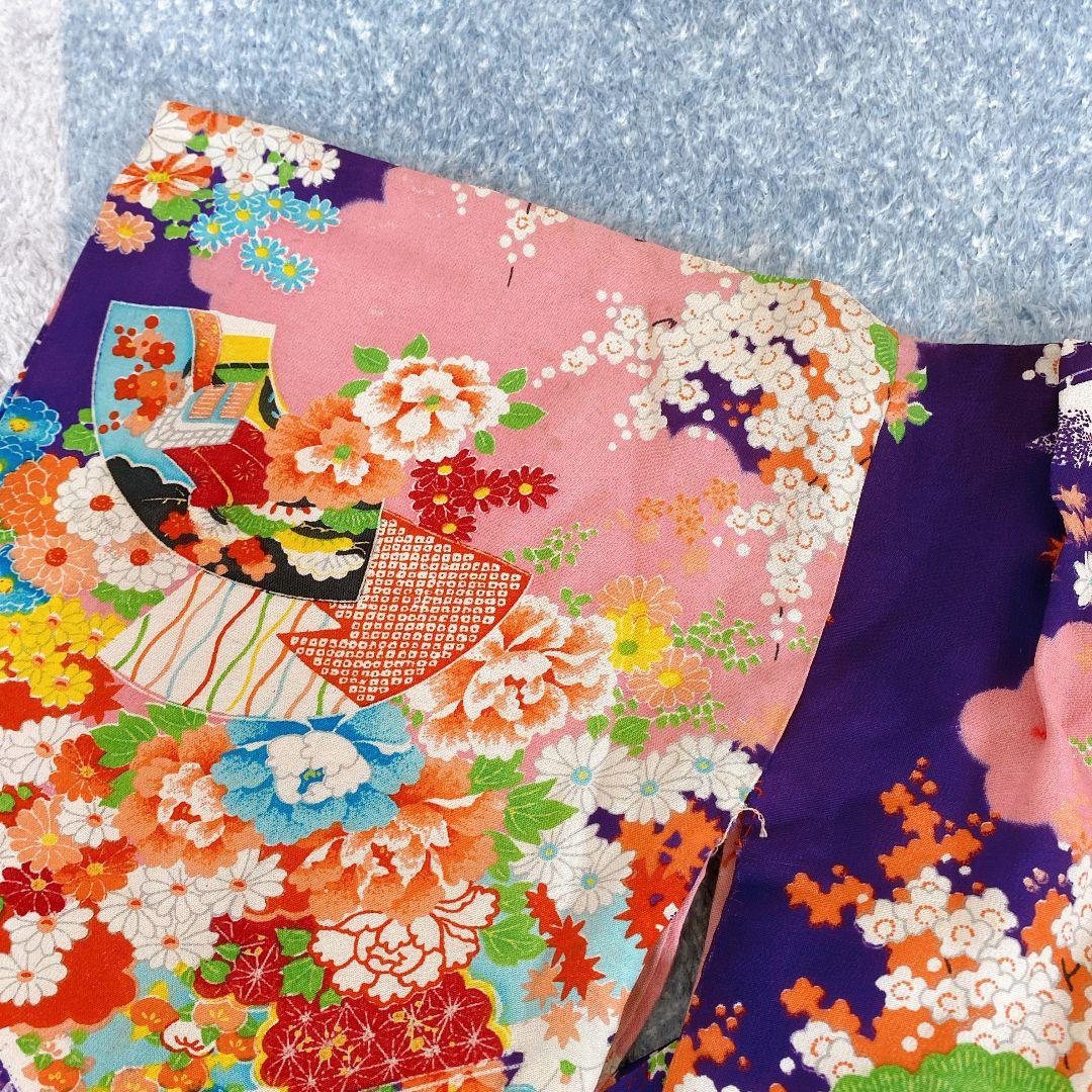 七五三 2歳 3歳 正絹 アンティーク 着物 被布 ビーズバッグ 草履 セット