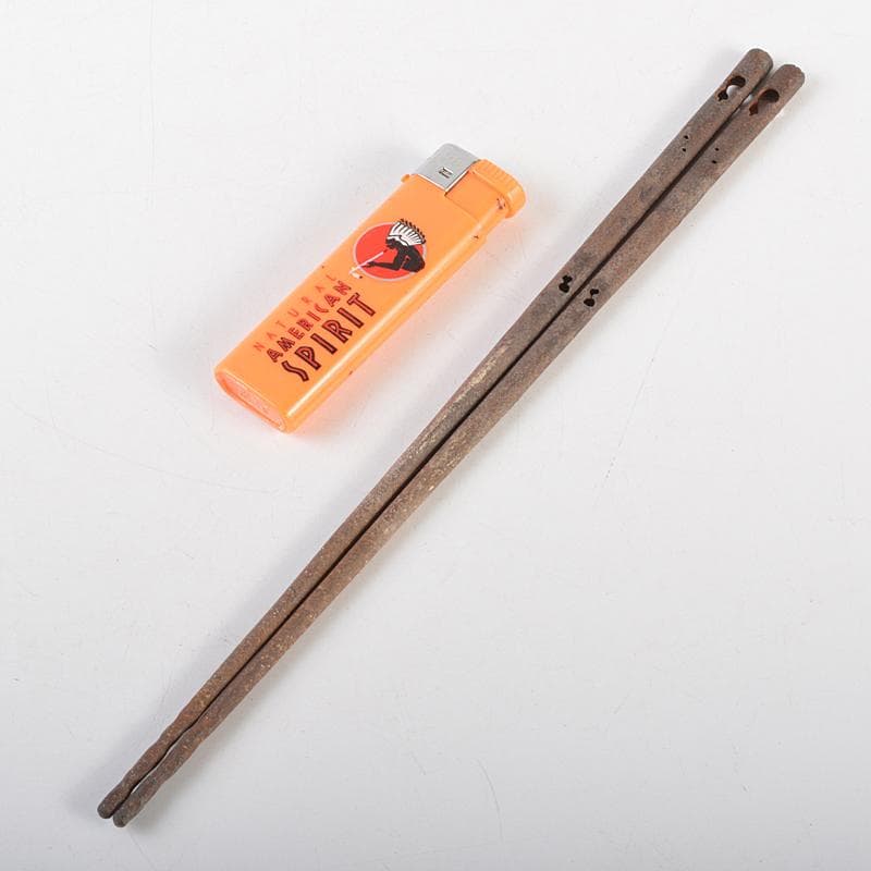 茶道具 釜師 庄司儀兵衛作 鉄製 瓢箪透火箸 共箱 V R7214