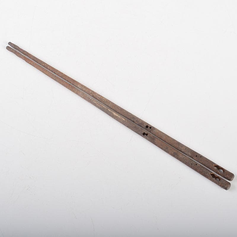 茶道具 釜師 庄司儀兵衛作 鉄製 瓢箪透火箸 共箱 V R7214