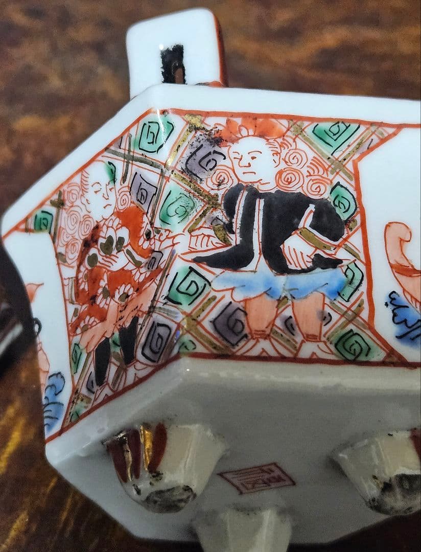 大珍品❗】明治時代 大聖寺伊万里 金彩色絵 韃靼人に南蛮船図