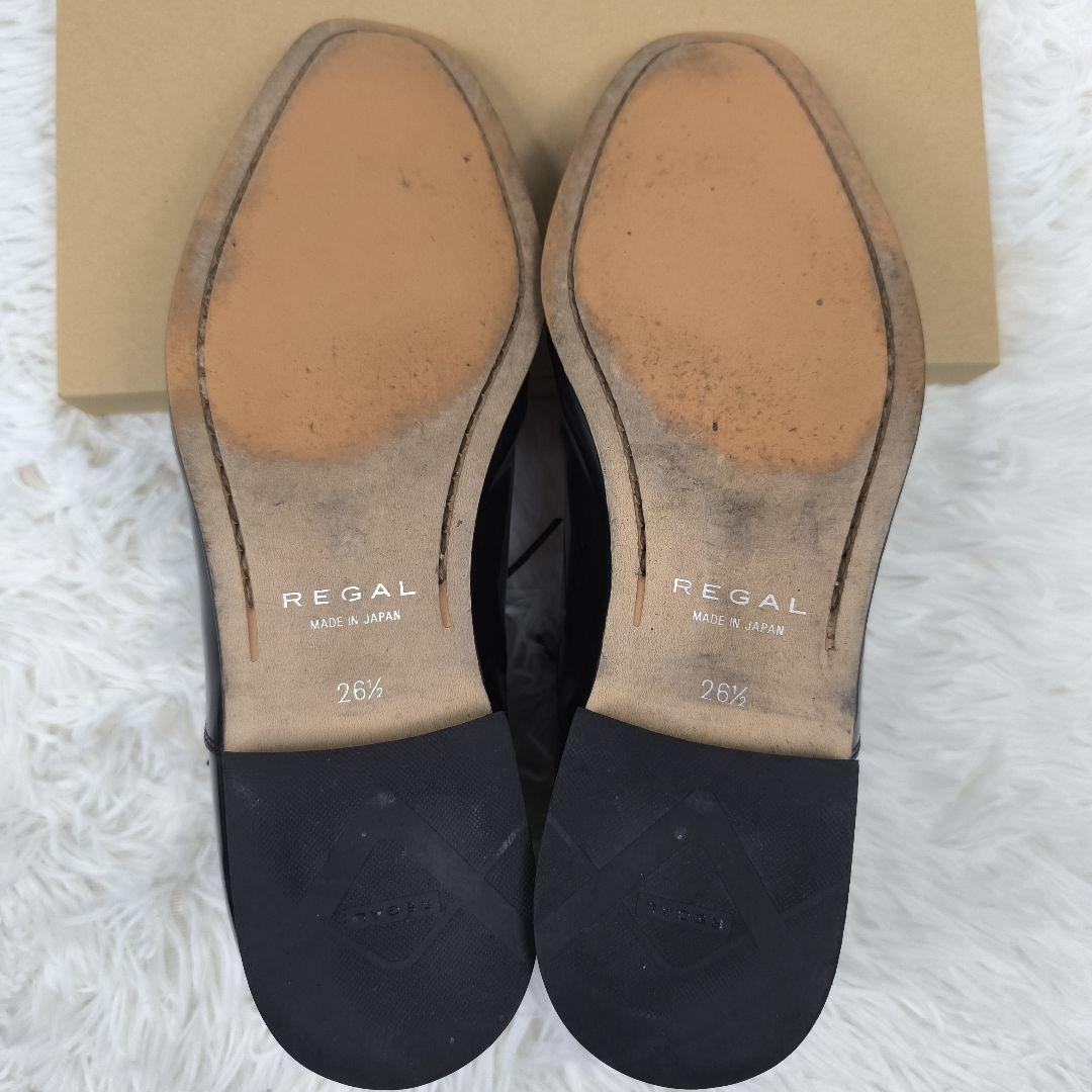 ✨美品✨ リーガル ドレスシューズ 内羽根 ストレートチップ ガラスレザー 黒