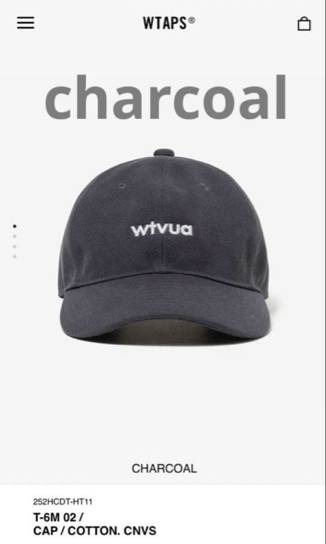 帽子 WTAPS T-6M 02 Cap Cotton CNVS Charcoal WTAPS T-6M 02 CAP COTTON. CNVS CHARCOAL WTAPS T-6M 02 / Cap