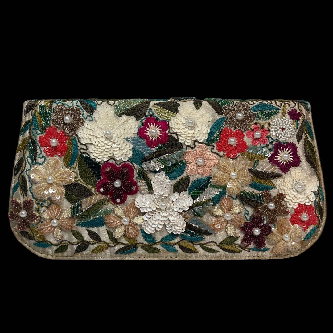 グレースコンチネンタル 2wayショルダーバッグ 花 ビーズ 刺繍 スパンコール