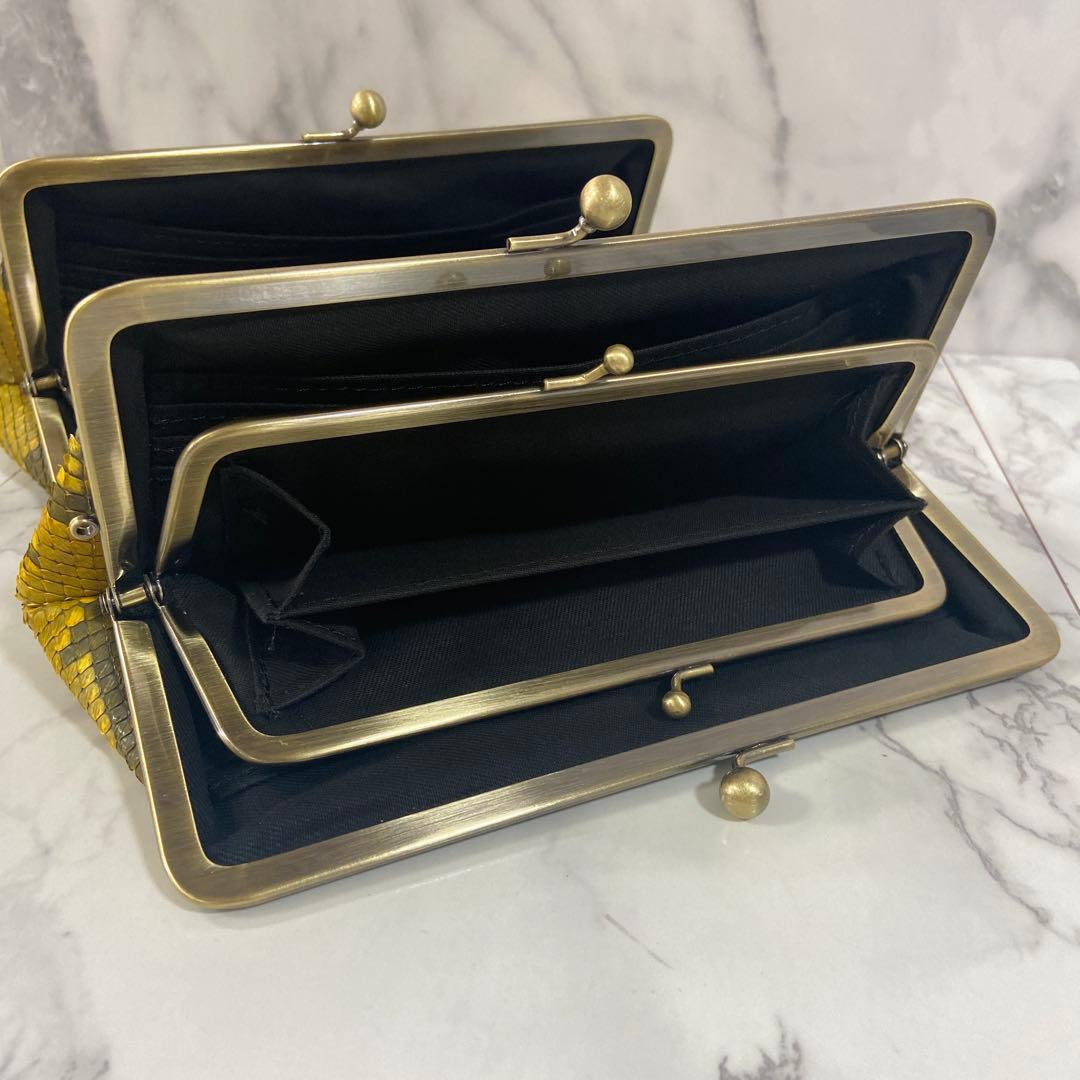 you　ハンドメイド　パイソンの本革親子がま口財布2点