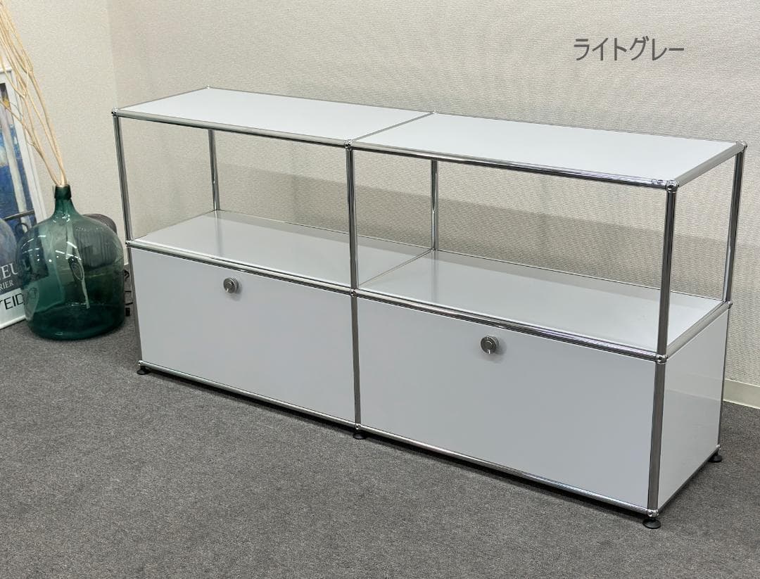 美品 正規品■USMハラー■キャビネット　2列2段　ライトグレー　サイドボード 再入荷！正規品 ほぼ未使用品□USMハラー□キャビネットシェルフ 2列2