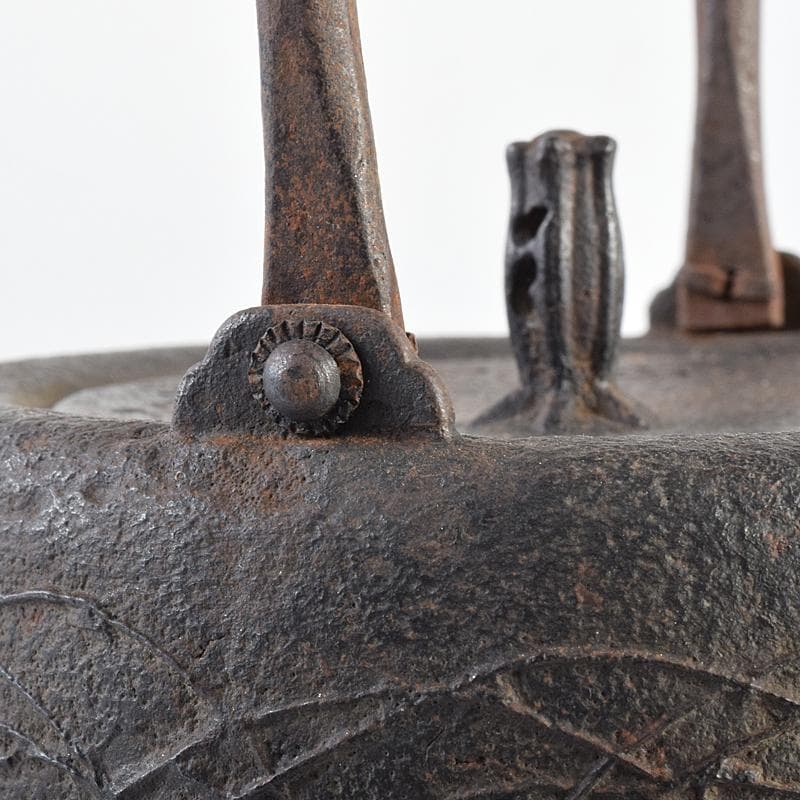 煎茶道具南部鉄器金澤雀州造薄文筒形鉄瓶鉄壷DR7726