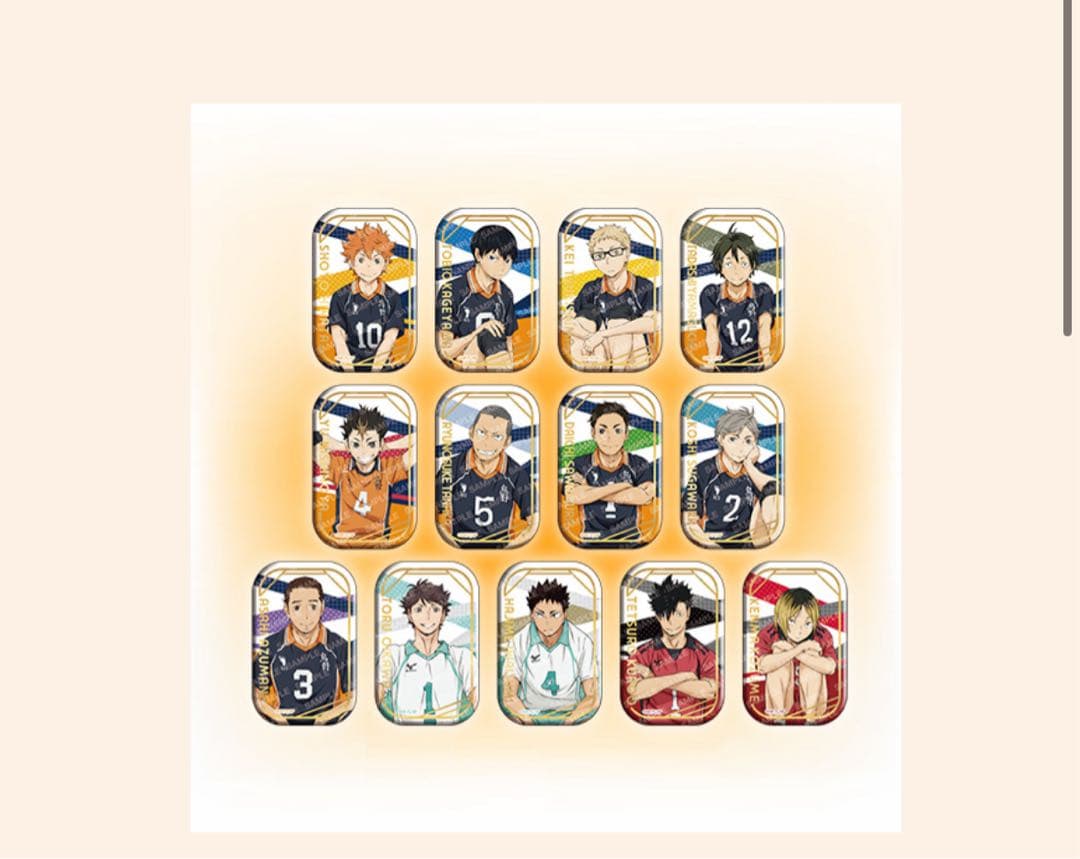 ハイキューセブンネットおすわりスクエア缶バッジクールダウン5セット