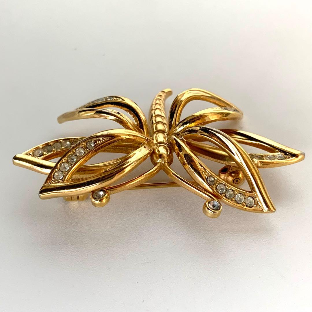 M4946 クリスチャンディオール ブローチ 蝶 バタフライ ラインストーン