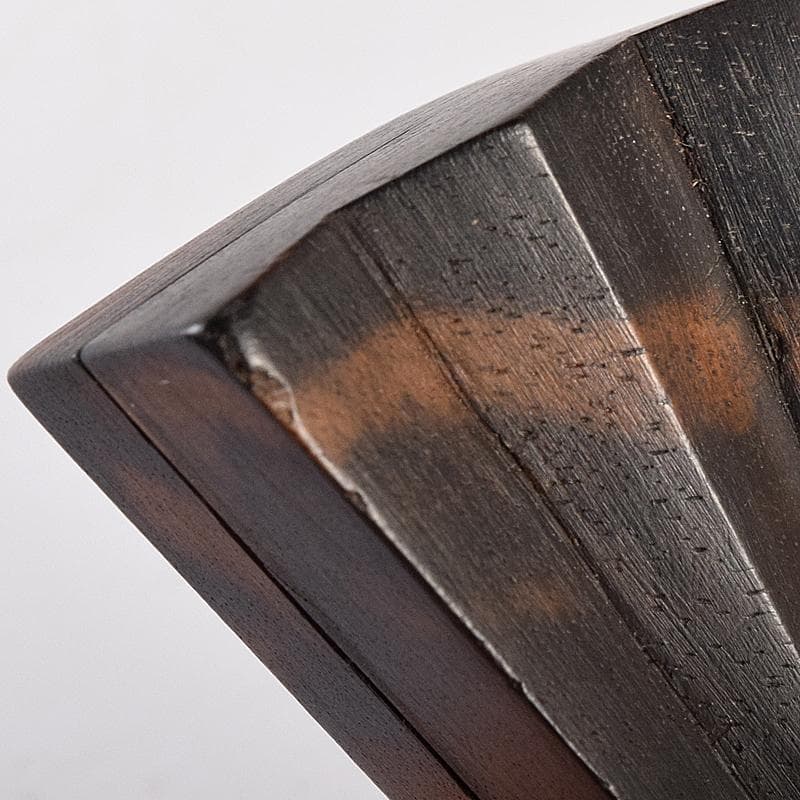 茶道具　寿石造　黒柿　日の丸　扇形香合　共箱　M　R7925