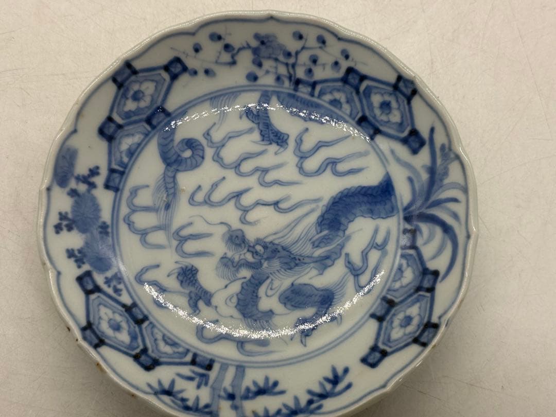 染付　龍紋小皿4点　梅蘭竹菊　送料込み260118
