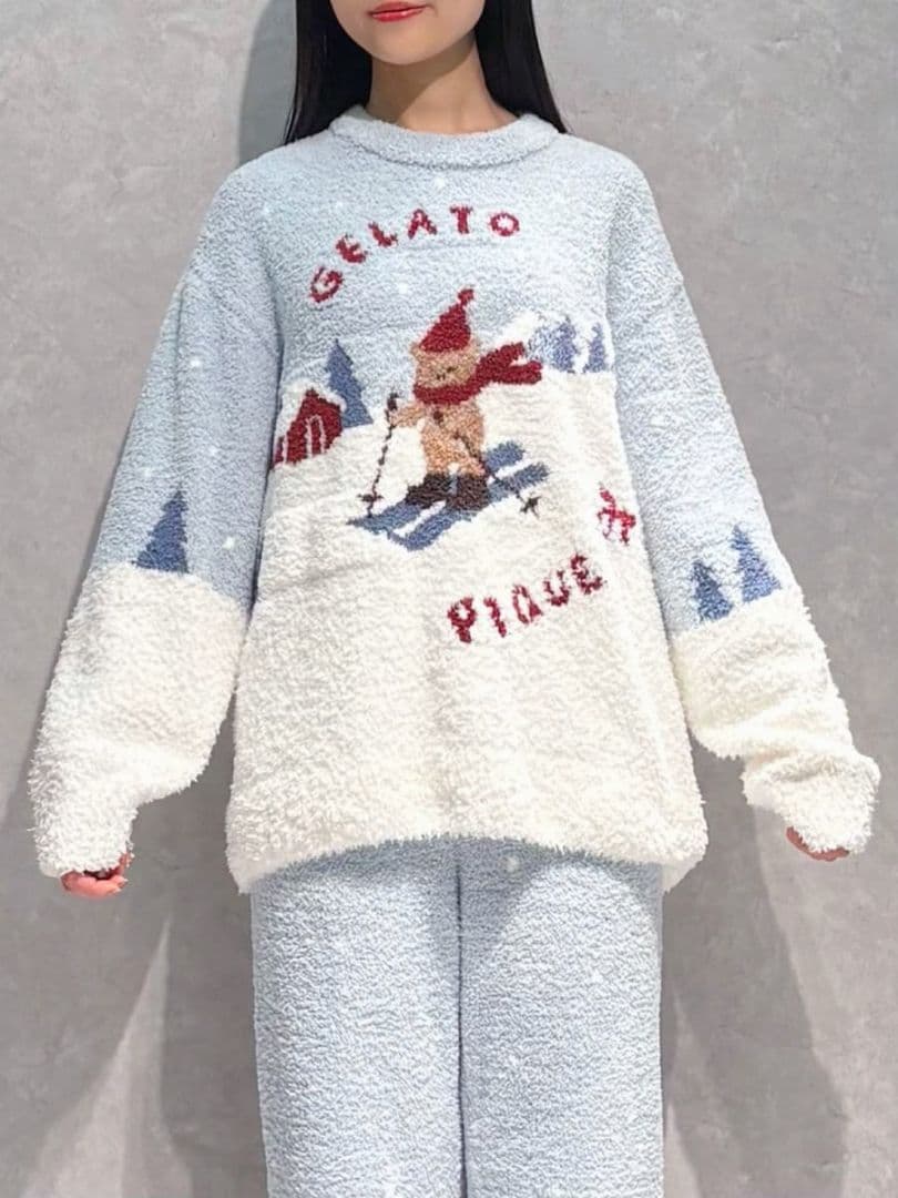 新品タグ付✨ジェラートピケ【HOLIDAY】スキーベアジャガードプルオーバー 上