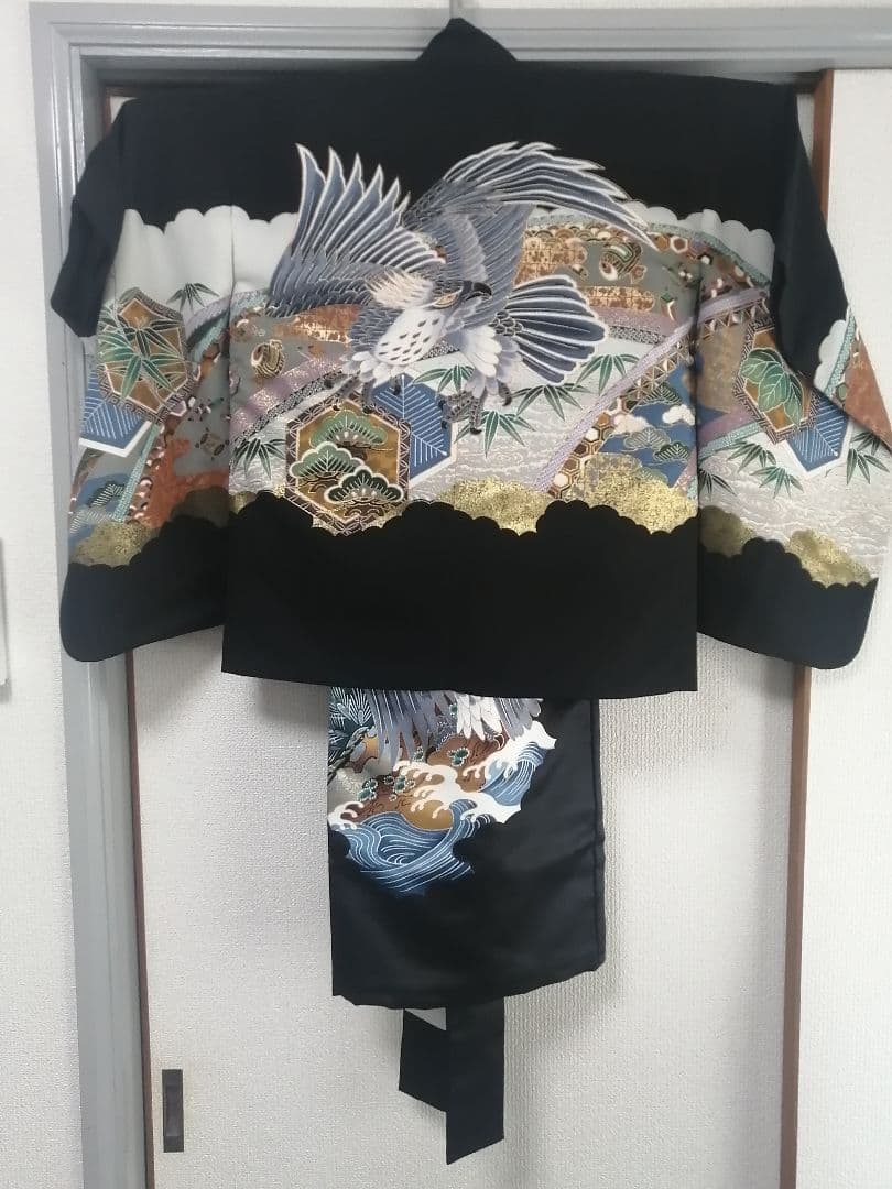 七五三★男児　羽織　着物　袴フルセット ★薄青、黒