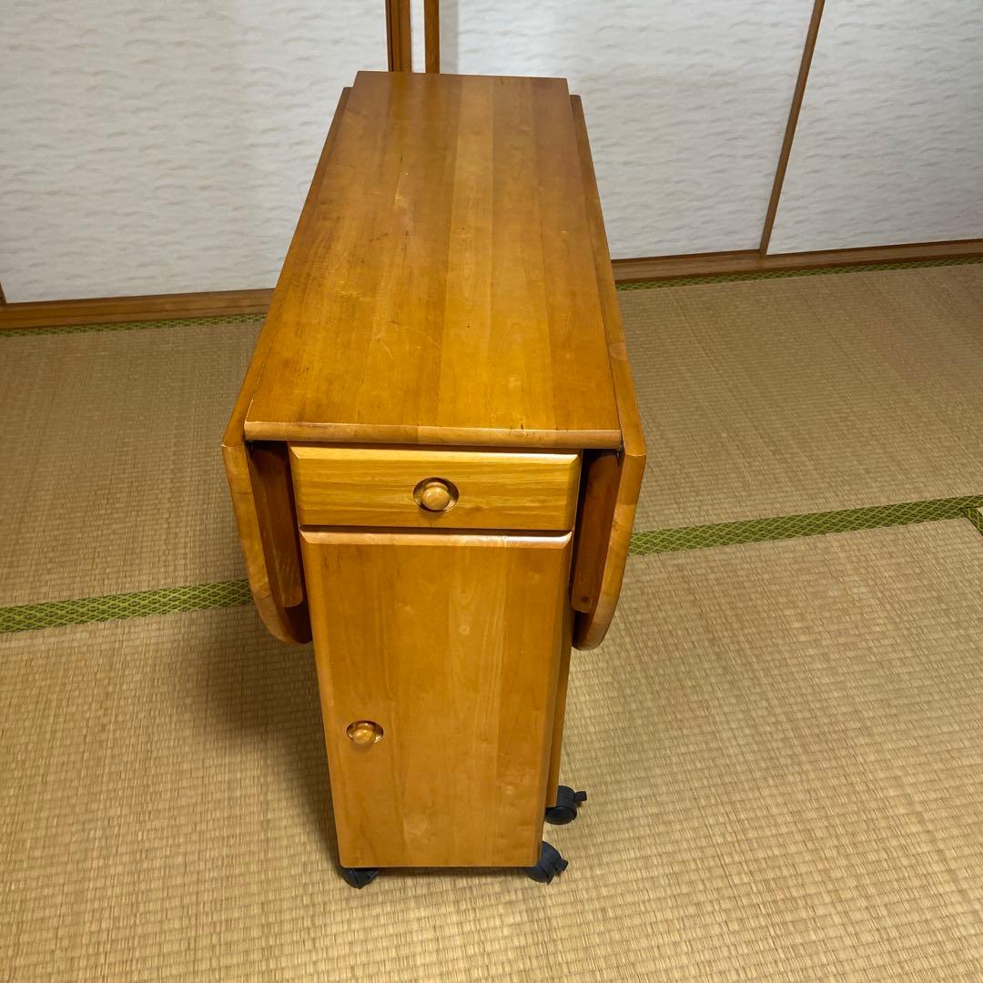 木製 楕円形バタフライダイニングテーブル キャスター付き