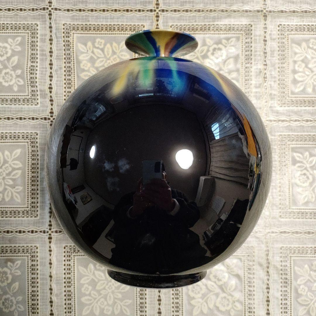 森澤昭三造 九谷釉彩『花瓶』ウコン布＆桐共箱付