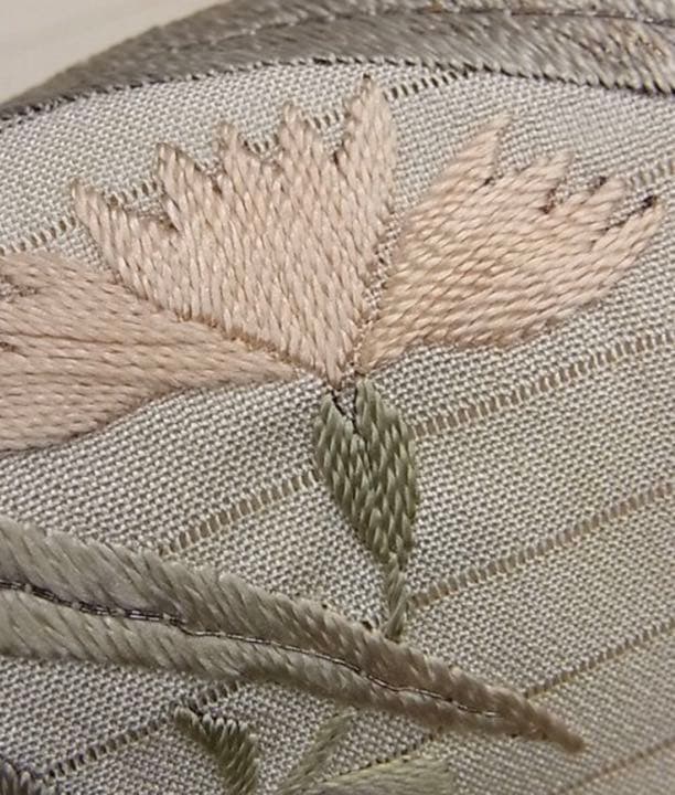 鷺 刺繍QJLLB 特選古美術 正絹夏帯 日本刺繍 アンティーク 九寸名古屋帯